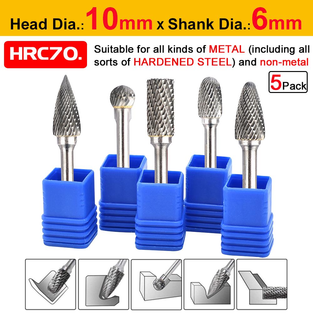 Buy 5pcs 1/4'' Tungsten Carbide Rotary Point Burr Die Grinder Shank Set