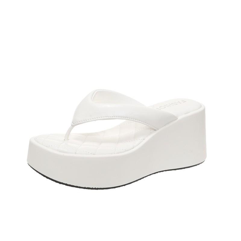 Slope heel summer slippers women's 2025 new outer wear summer sense fashion small height flip-flops sandals