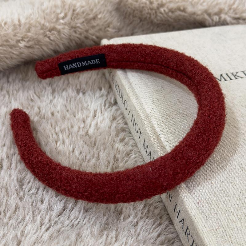 Rote Neujahrs-Stirnbänder Herbst/Winter Retro Wollstrick Haarband für Frau Mädchen Temperament Haarreif Weihnachtsaccessoires