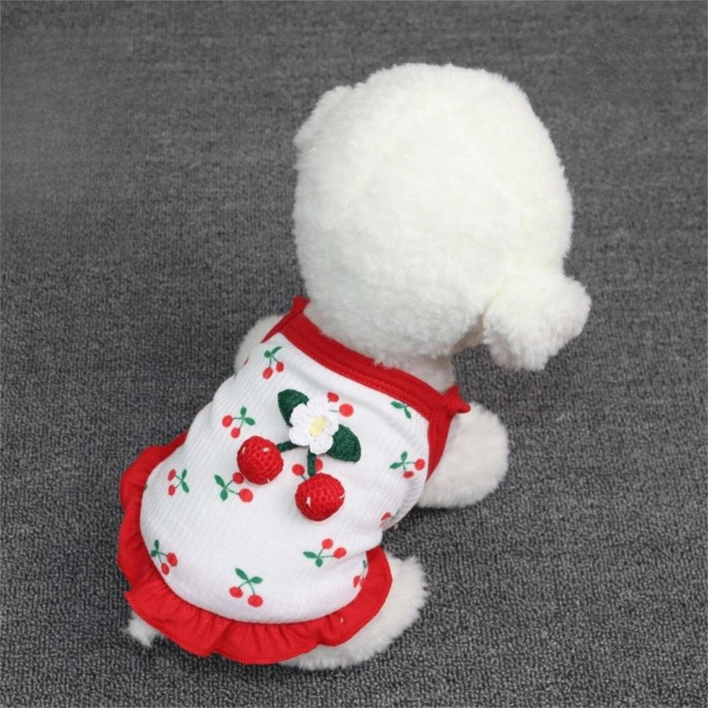 Breathable Cherry Dog Vest Soft Pet Dresses New Dog Clothes  Pet Supplies