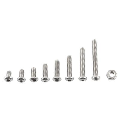 M2.5 A2 Stainless Steel Hex Socket Screws Bolt and Hex Nuts Assortment(Button Head)