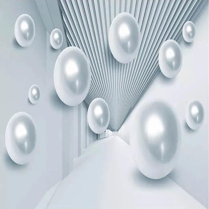 Papier peint moderne et tendance 3D motif boule spatiale stéréo, décoration murale pour salon, TV, canapé