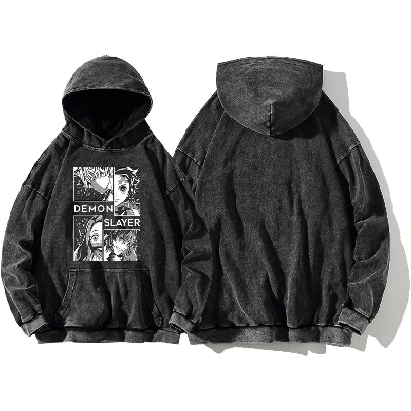 Mikina Demon Slayer Anime s potiskem Tanjirou a Nezuko Pánská Dámská Manga Mikiny Praná Bavlna Streetwear Harajuku Pulovr
