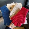 Windproof Full Finger Gloves Solid Color Cycling Mittens Winter Women's Knitted Gloves