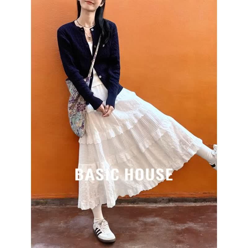 Basic House Women s White Lace A-Line Skirt M