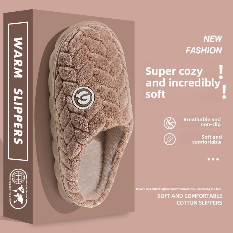 Cotton Slippers for Women In Spring, Autumn, and Winter for Home Use, Indoor Anti Slip Confinement Shoes, Thick Soled Home Warm Couple Slippers