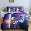 3D Printed Astronaut Duvet Cover Set Spaceman Pattern Bedding Set For Boys Girls Teens Polyester Comforter Cover King Queen Size