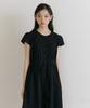 Lingseoul Button Shirring Dress-Black