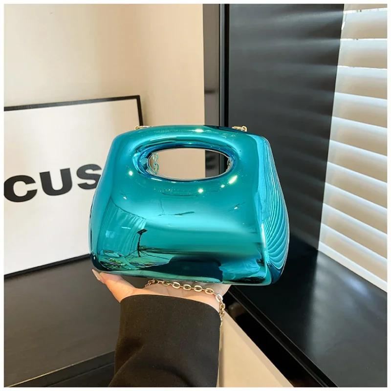 Hot Selling Solid Color Acrylic Hasp Sweet Handbag Versatile Fashion Shoulder Bag Soft Simple Trendy Western Style Crossbody Bag