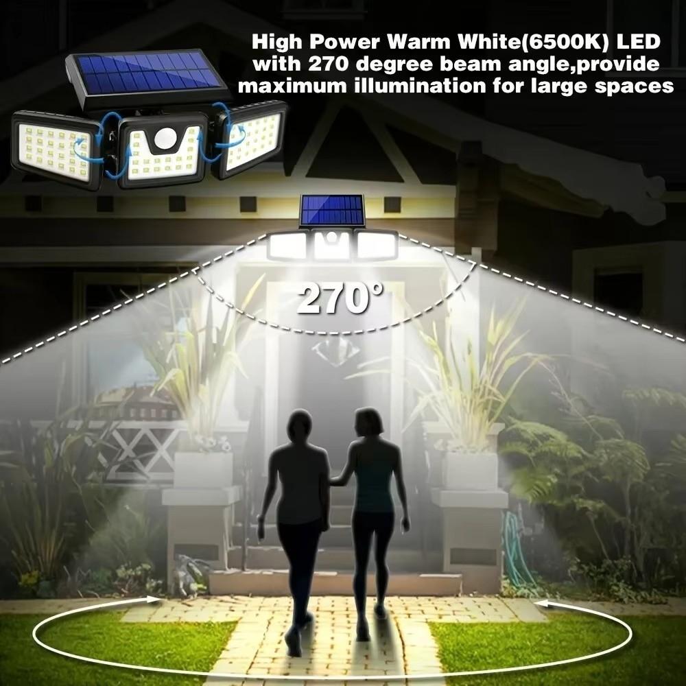 Human Body Sensing Motion Sensor Light Adjustable Head Fence Solar Lamp  Courtyards