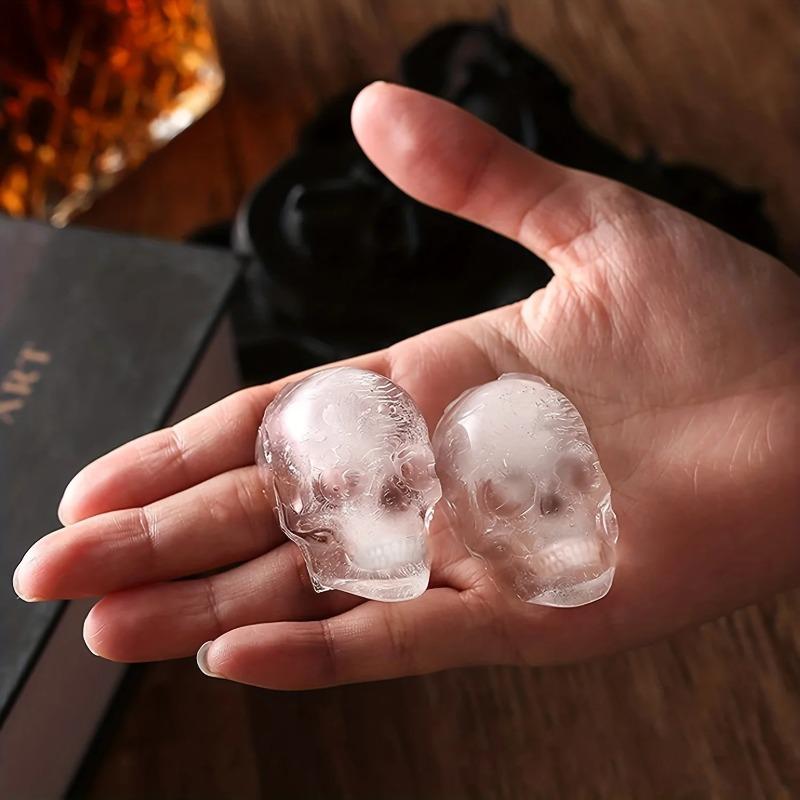 Skull Ice Hockey Mold Silicone 3D Flexible Ice Cube Tray Horror Skull Cocktail Ice Hockey Making Creative and Interesting