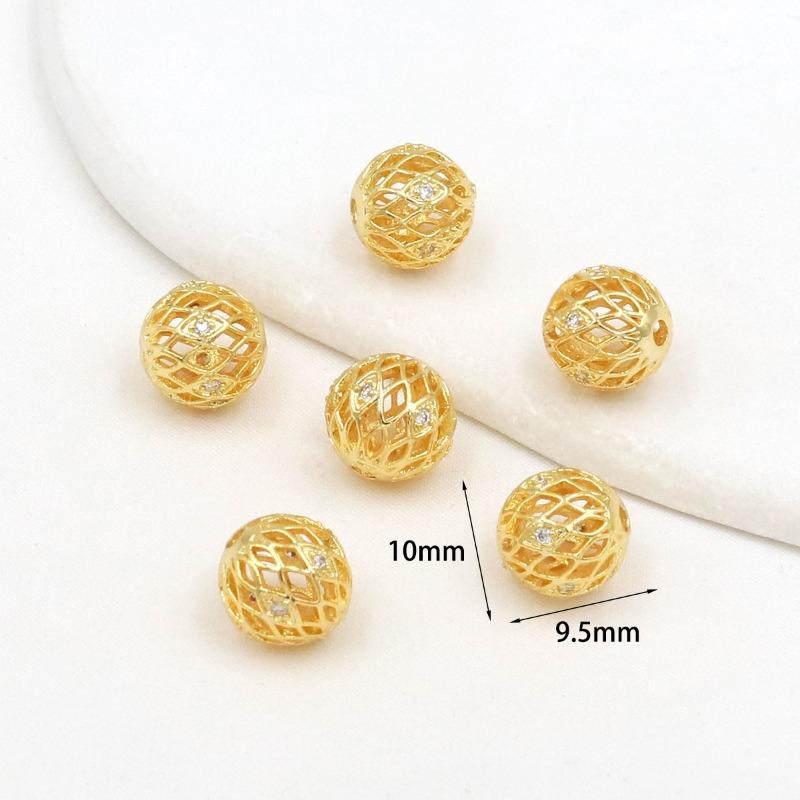 Farbechtheit k Echtgold mikro-eingefasster Zirkon Fassperlen Straße durchbohrt kleine Taille Kristallarmband DIY Perlenabstandshalter mit Perlen C