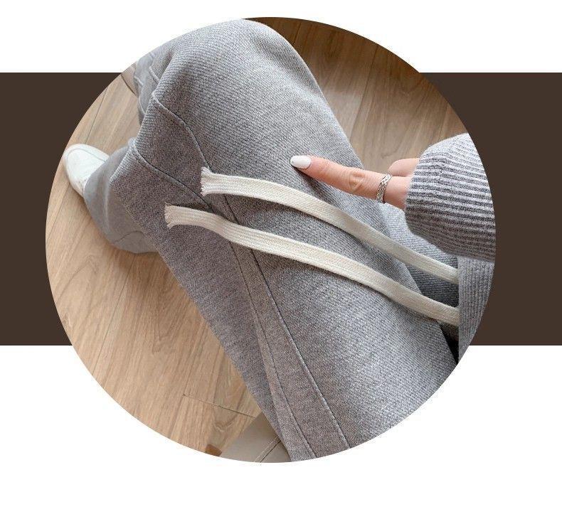 Women's High-Waist Gray Banana Sweatpants - Straight Loose Fit, Wide Leg - Perfect for Autumn and Winter 2025