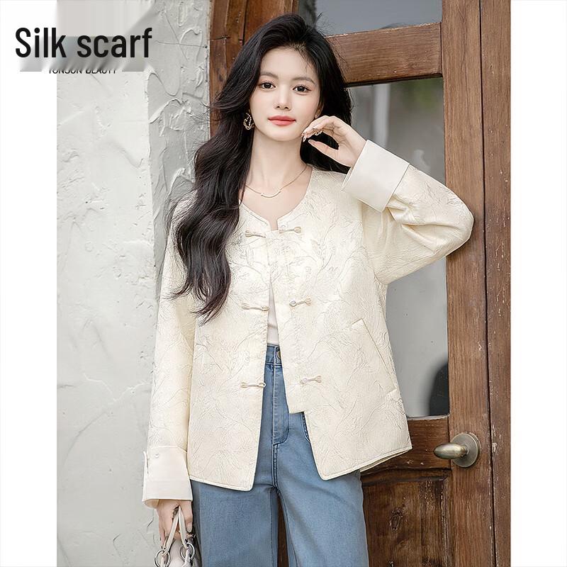 

Modern Chinese Style Women s Loose Round Neck Jacket L
