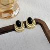 Vintage Geometric Metal Clip On Earrins for Women Fashion Classic Black Ear Clips Non Pierced Girls Gifts Jewelry