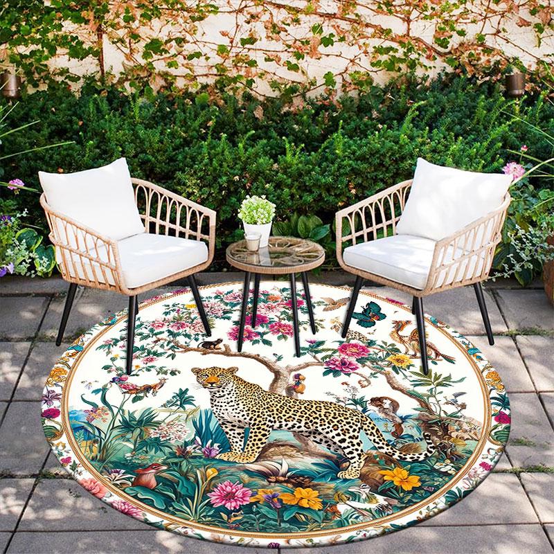 Leopard Pattern Round rug,Carpet Rug for Living Room Bedroom Playroom ,Non-slip Floor Mat,Holiday Gifts and Birthday Gifts.