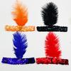 European and American Ostrich Feather Headband with Sequins and Rhinestones, Party and Performance Headpiece, Indian Ethnic Style Headband