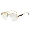 Frameless Gradient Sunglasses: European & American Style with Metal Texture