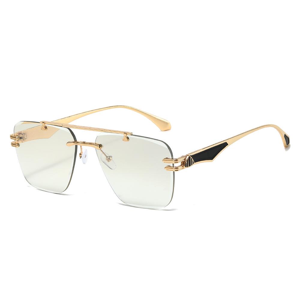 Frameless Gradient Sunglasses: European & American Style with Metal Texture