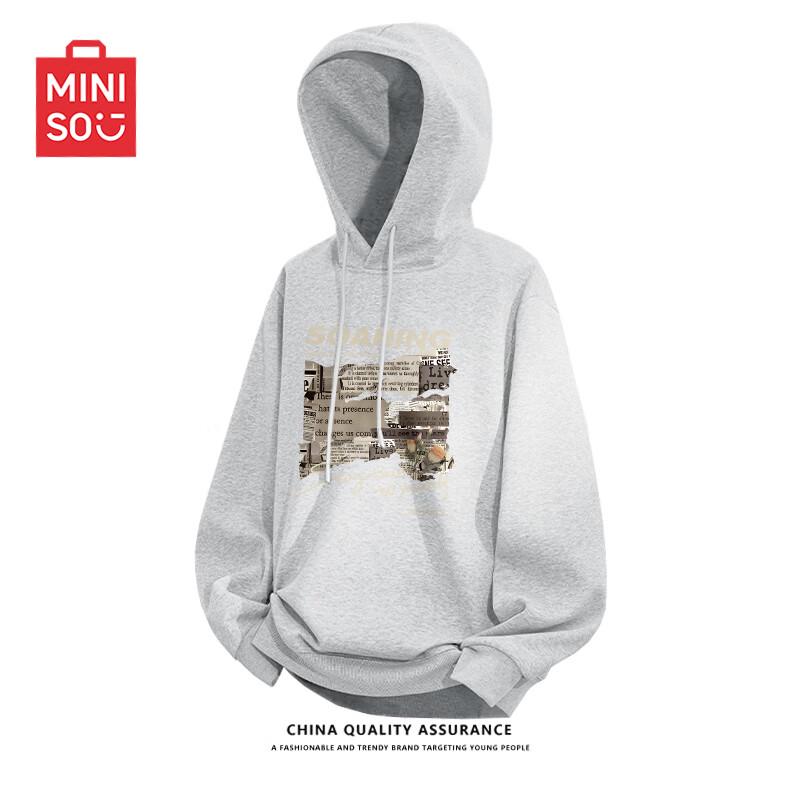 MINISO Men's American Style Hooded Graphic Sweatshirt Z