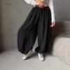 Womens High-Waisted Wide-Leg Lantern Pants Loose Fit Casual Trousers Korean Style Comfortable Knit Bottoms