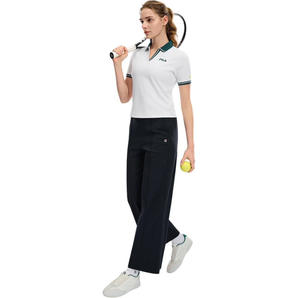 Fila Fitted Quick-Dry Knit Tennis Polo Shirt Women Tops A51W623101F-WT