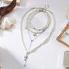 Cross Heart Faux Pearl Multi-layer Necklace - Y2K Style