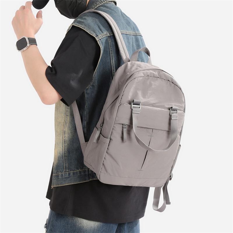 Men Solid Color Backpack Women's Large Capacity Lightweight Backpack Student Travel Bag
