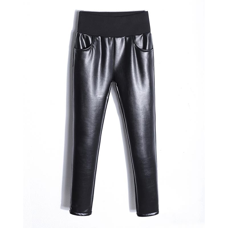 Autumn Winter Soft PU Leather Pant Thickening Warm High Waist Stretch Skinny Trousers Pencil Leather Leggings Women Velvet Pants