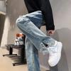 American-Style Embroidered Jeans - Men's Spring/Summer Hip Hop Wide-Leg Trousers