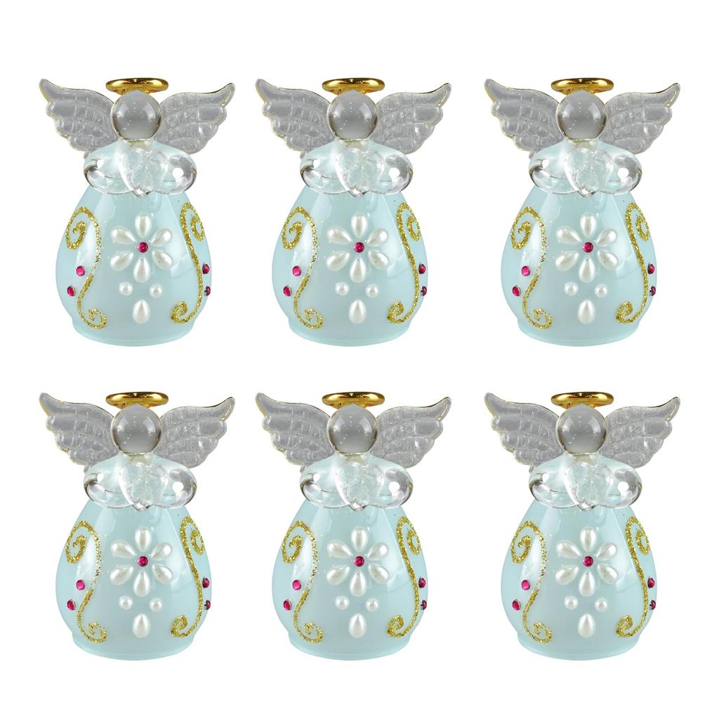 Four Cart Cute Handmade Glass Sugar Angel Bells (Set of 6)