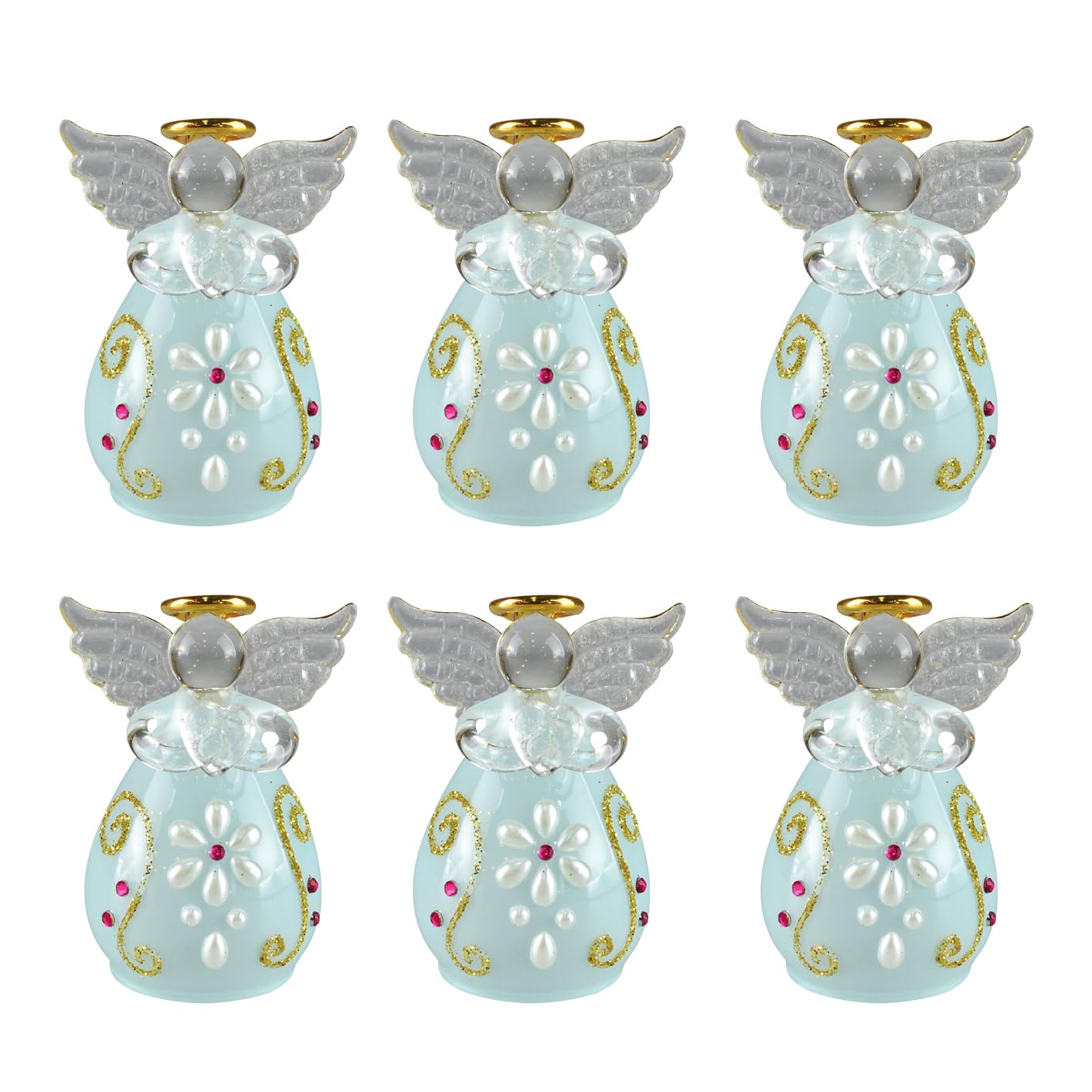 

Four Cart Cute Handmade Glass Sugar Angel Bells (Set of 6)