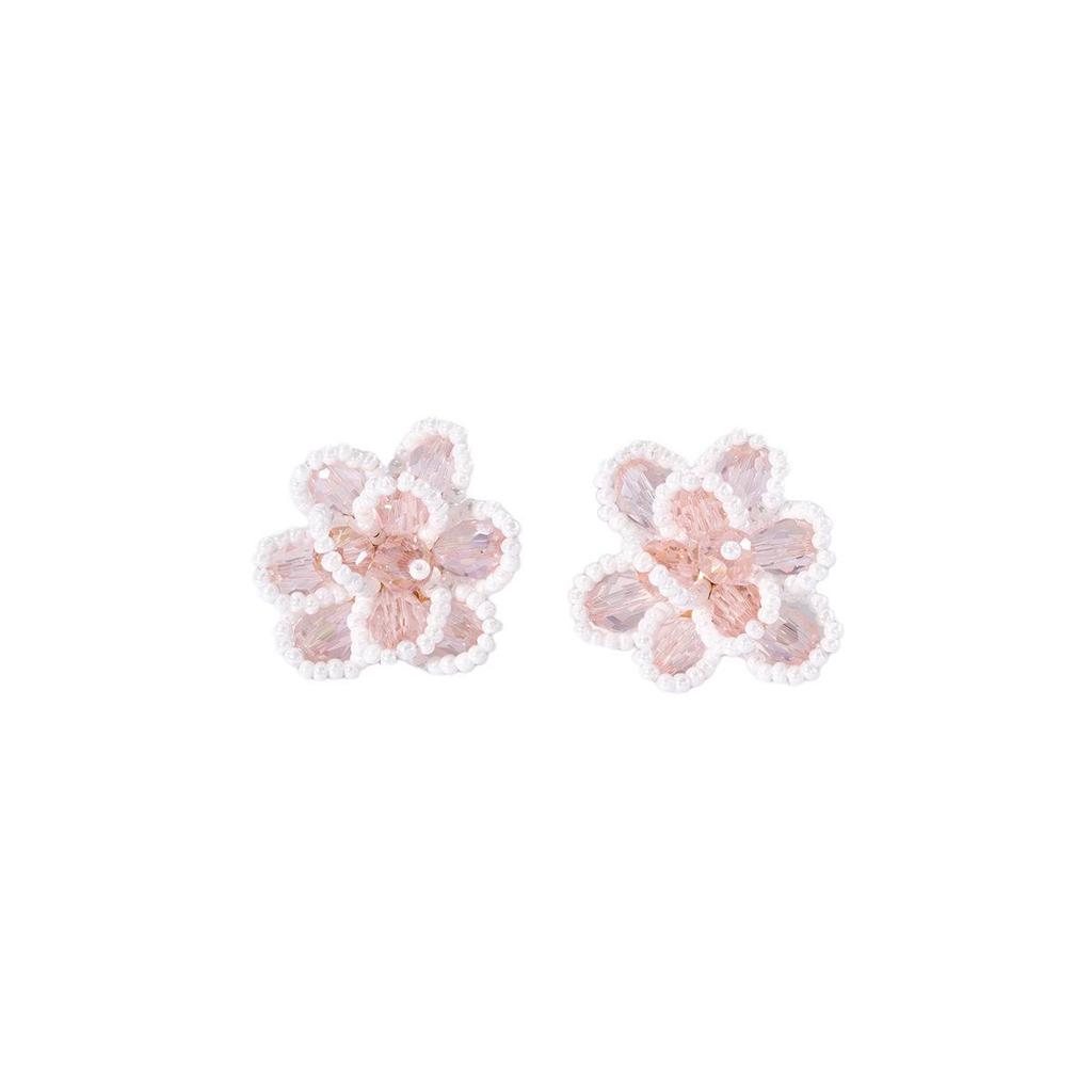 Silver Needle Super Fairy Woven Floral Earrings for Women - New Unique Design, Light Luxury Resort Style Versatile Accessory
