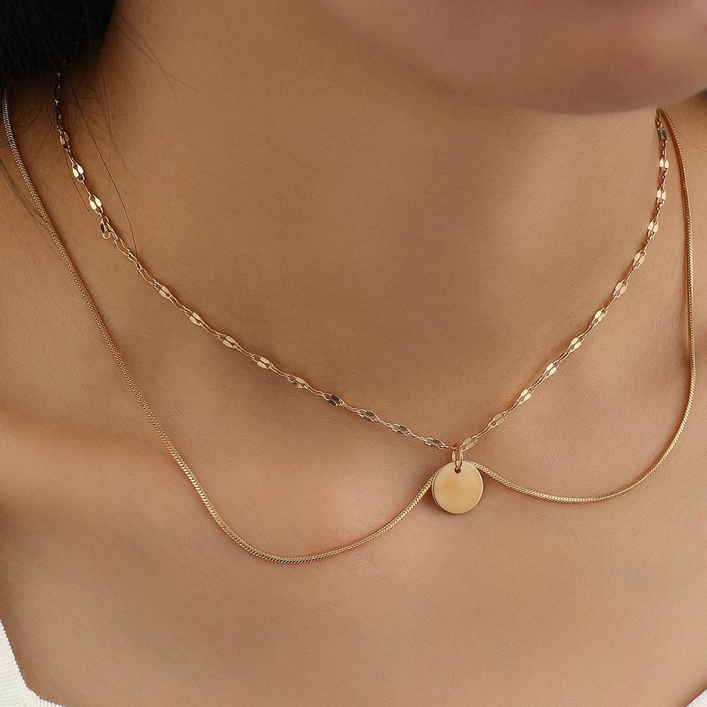 New, Stylish and Simple Personalized Multi-layer Disc Pendant Women's Necklace