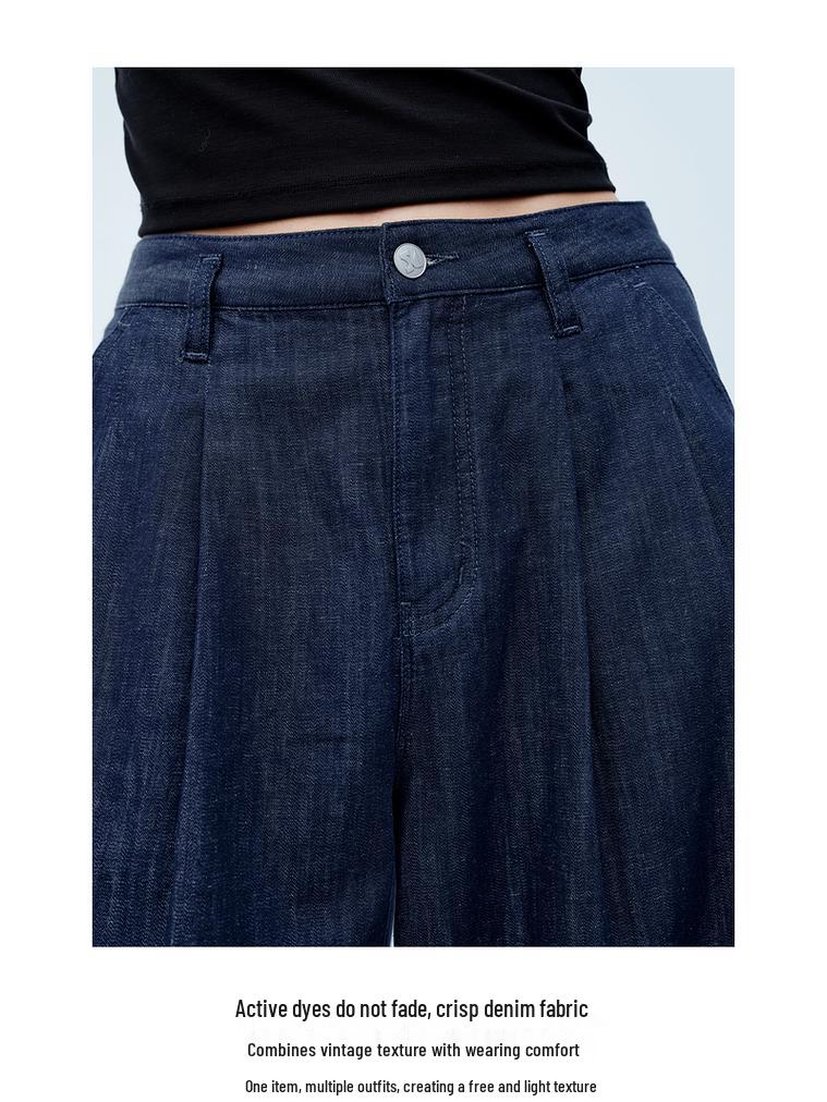 Women's HS Lyocell Linen Wide-Leg Pants, Summer Style Straight Fit, Size 25