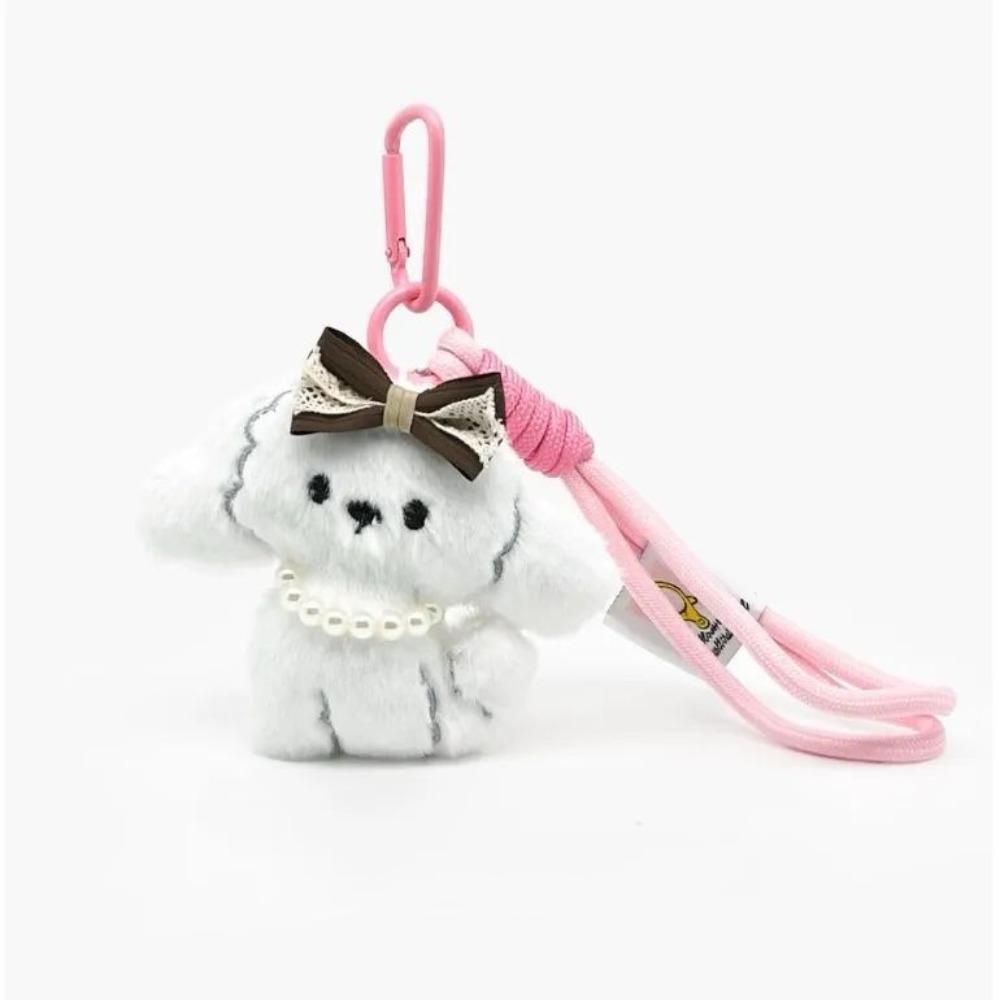 Cute Love Heart Bow Dog Keychain Creative Couples Keychain Fashion Creative Bag Pendant Bag Accessories розовый