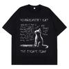 Física do Gato de Schrödinger Mecânica Quântica Estampa Criativa Verão Manga Curta Algodão Camiseta Masculina Feminina Streetwear Camisetas Largas