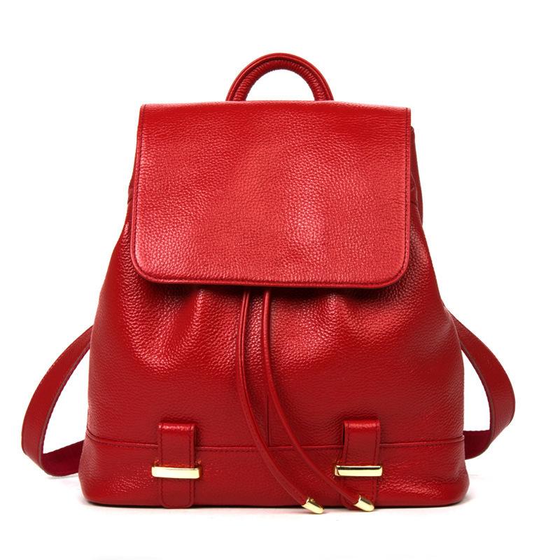 Genuine Leather Backpack for Women Travel Bag Backpack for Europe and America Top Layer Cowhide Women's Bag College Style School Bag Large Capacity
