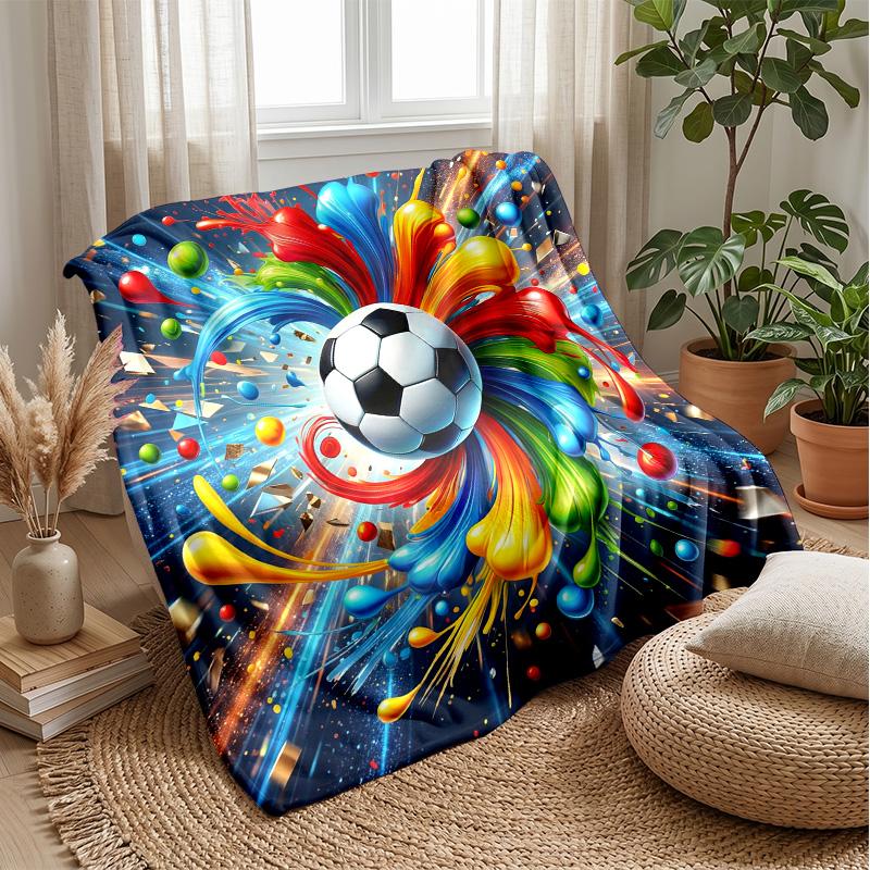 Soccer Balls in Water Theme blanket Lightweight Warm Flannel Blanket Decorative Throw Blanket for Home Decoration