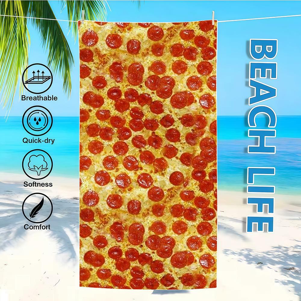 Pizza Towel Textile Bathrobe Beach Quick-Drying Lightweight Portable Camping Swim Delicious Pool Travel