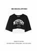 American Retro Letter Print Two-Piece Set: Short Sleeve T-shirt & Hot Girl Jazz Top for Women