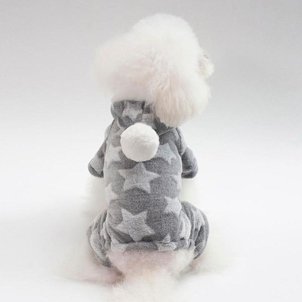 Small Dog Pajamas Pjs Doggy Onesie Clothes Soft Flannel Winter Warm Pet Sweater Hoodie Cute Star Doggy Jumpsuit Cat Apparel Coat