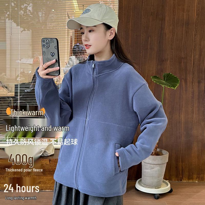 Women's Sherpa Fleece Cardigan Jacket - 2024 Spring/Autumn Collection, Thickened Inner Layer