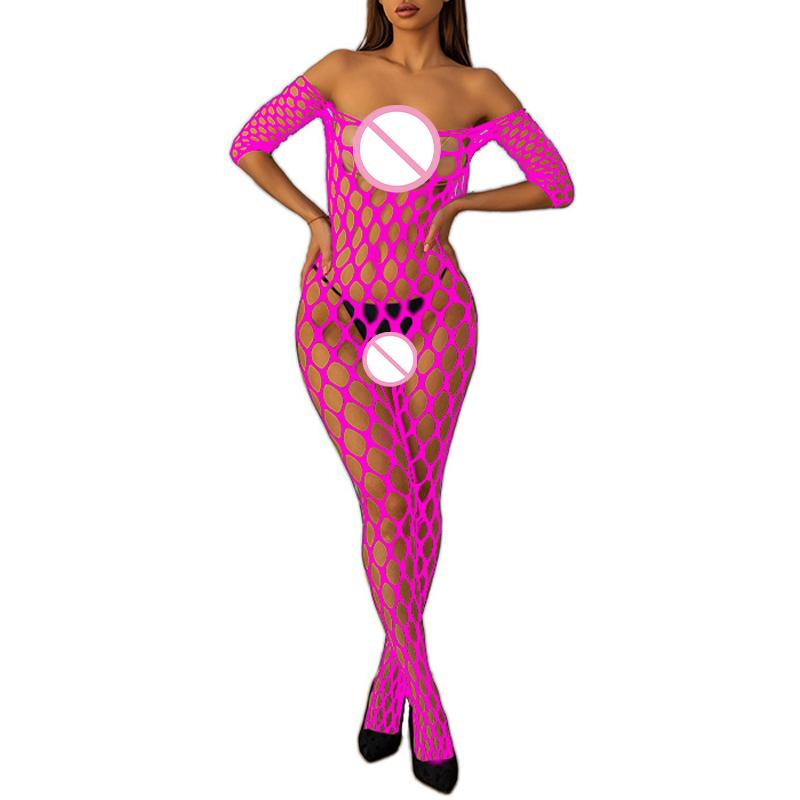 Large Fishnet Bodystocking Open Crotch Full Body Lingerie Sheer Mesh Erotic Bodysuit for Women Sexy One-Pieces Fetish Costume