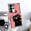 Black Cat Cartoon Cute Plating Phone Case For Samsung Galaxy S24 S25 FE S26 Edge S23 Ultra S22 S21 Plus S20 Anti-Fall Airabag Co