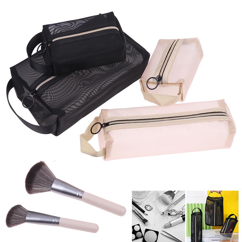 Makeup Brush Travel Case Cosmetic Toiletry Bag Organizer Mesh Kit Pouch