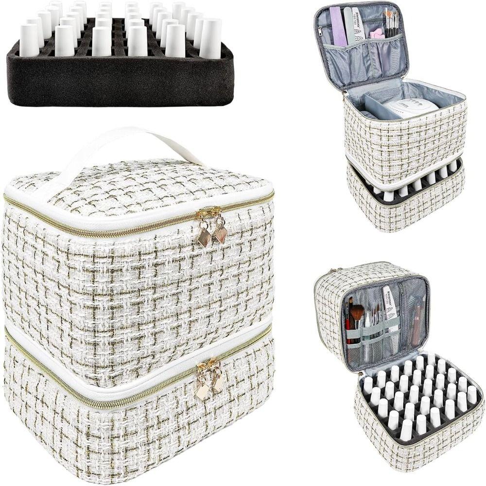 Adjustable Dividers Nail Polish Storage Bag Double-Layer Nail Kit Bag  Nail Stuff