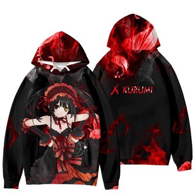Japonia Anime Date A Live Dziewczyna Tokisaki Kurumi Nightmare Bluza z kapturem 3D dla mężczyzn Bluzy z kapturem Harajuku Codzienne ubrania męskie