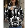 Womens Relaxed Fit Hooded Long Sleeve Sweatshirt With 3D Floral Plaid Print Breathable Comfort Casual Top