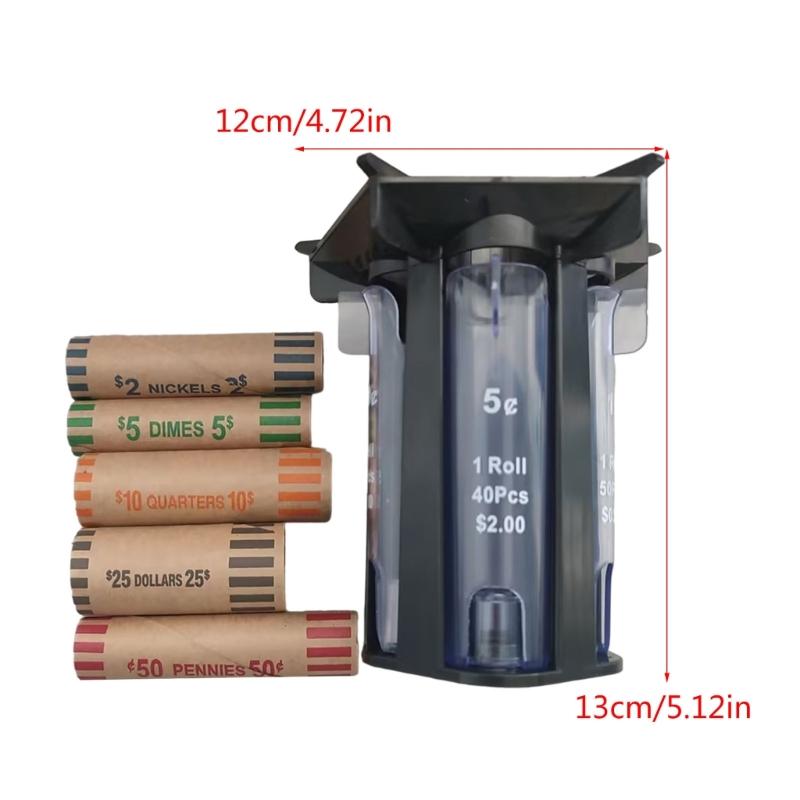 Coin Counting Machine Rolling Coin Counter Coin Holder Counter Machine with 5in1 Coin Sorters Tube Wrapper Holder X3UC